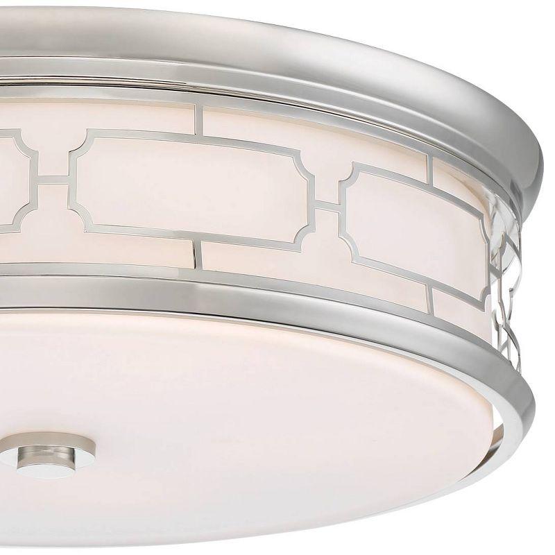 Minka Lavery Modern Ceiling Light Flush Fixture Mount 20" Polished Nickel LED Etched White Glass Shade for Bedroom Kitchen House