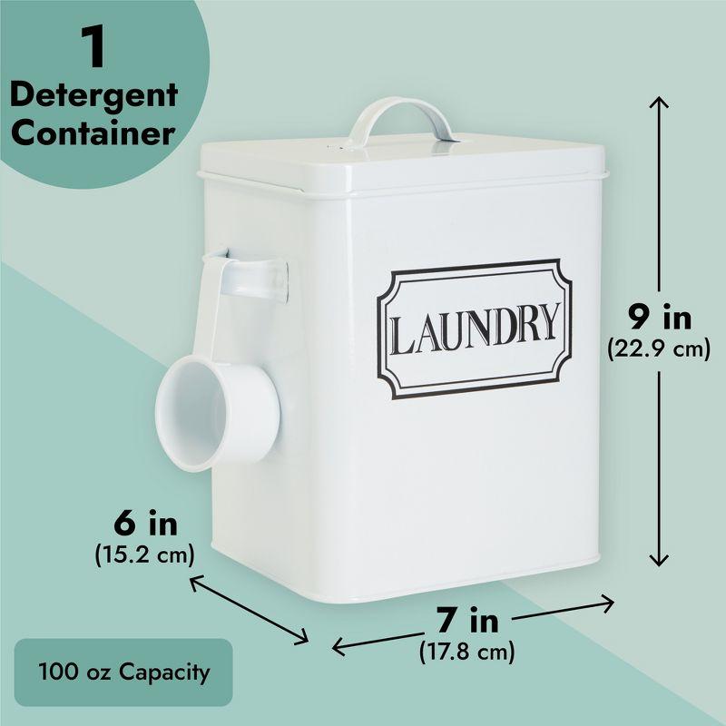 Juvale Laundry Detergent Container for Powder, Beads, Pods, Laundry Canister with Scoop for Bathroom, 100 Oz Capacity, 9x7x6 In