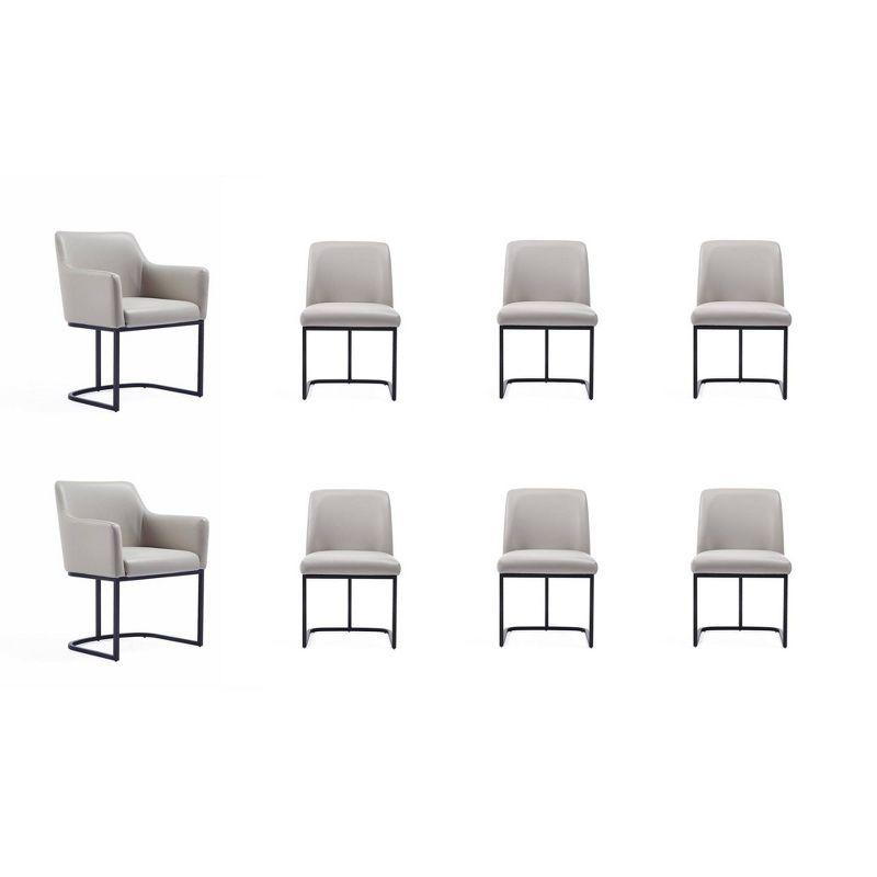 Set of 8 Serena Modern Leatherette Upholstered Dining Chair Set Light Gray - Manhattan Comfort: Ergonomic Design, Steel Legs, Foam-Filled