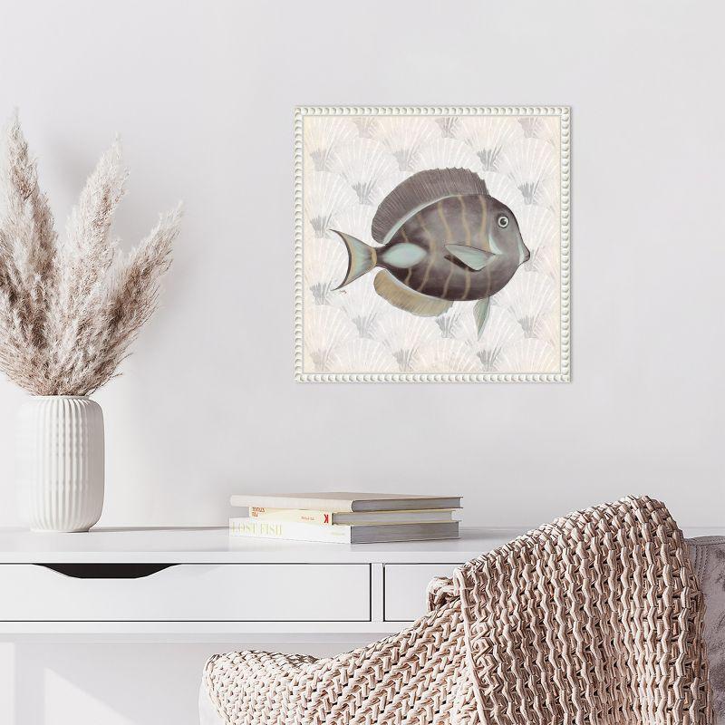 Amanti Art Neutral Vintage Fish II by Elizabeth Medley Canvas Wall Art Print Framed 16 x 16-in.