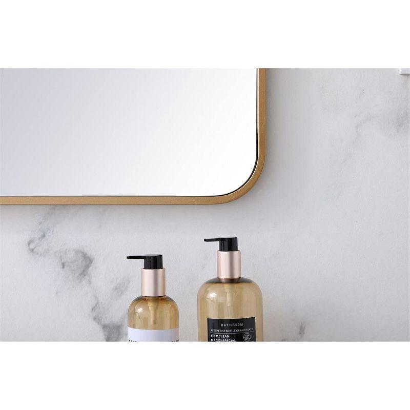 Elegant Lighting Soft corner metal rectangular mirror 22x36 inch in Brass