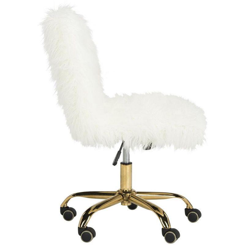 26'' White and Gold Faux Sheepskin Transitional Swivel Task Chair