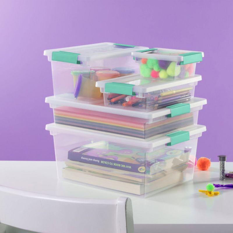 Sterilite Clip Box, Stackable Storage Bin with Latching Lid, Plastic Container to Organize Office, Crafts, Home, Clear Base and Lid