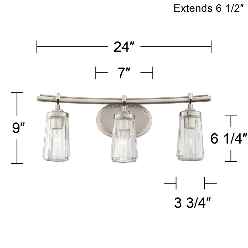 Minka Lavery Industrial Wall Light Brushed Nickel Hardwired 24" 3-Light Fixture Clear Tapered Glass for Bathroom Living Room