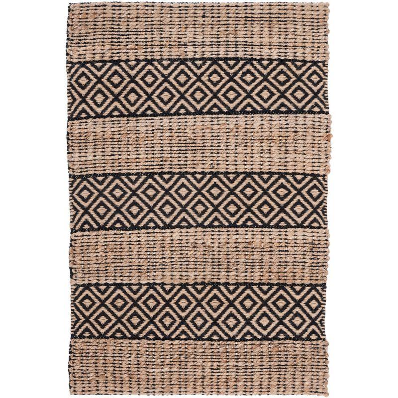 Natural Fiber NFB653 Power Loomed Area Rug - Black/Natural - 3'x5' - Safavieh.