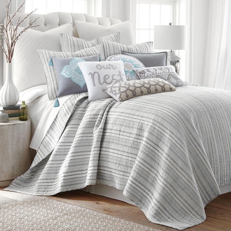 Bondi Gray Cotton Full Quilt and Sham Set