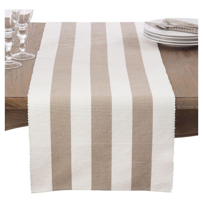 Taupe Classic Stripe Design Table Runner (16"x72") - Saro Lifestyle