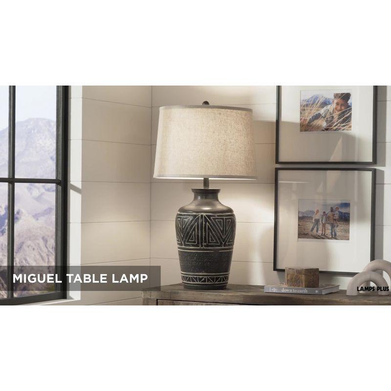 John Timberland Miguel Rustic Table Lamp Southwest 32" Tall Earth Tone Linen Drum Shade for Bedroom Living Room Bedside Nightstand Office Kids House