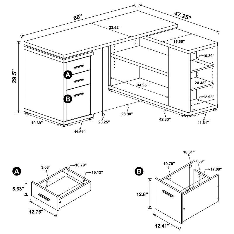 Yvette 3 Drawer L-Shape Desk - Coaster