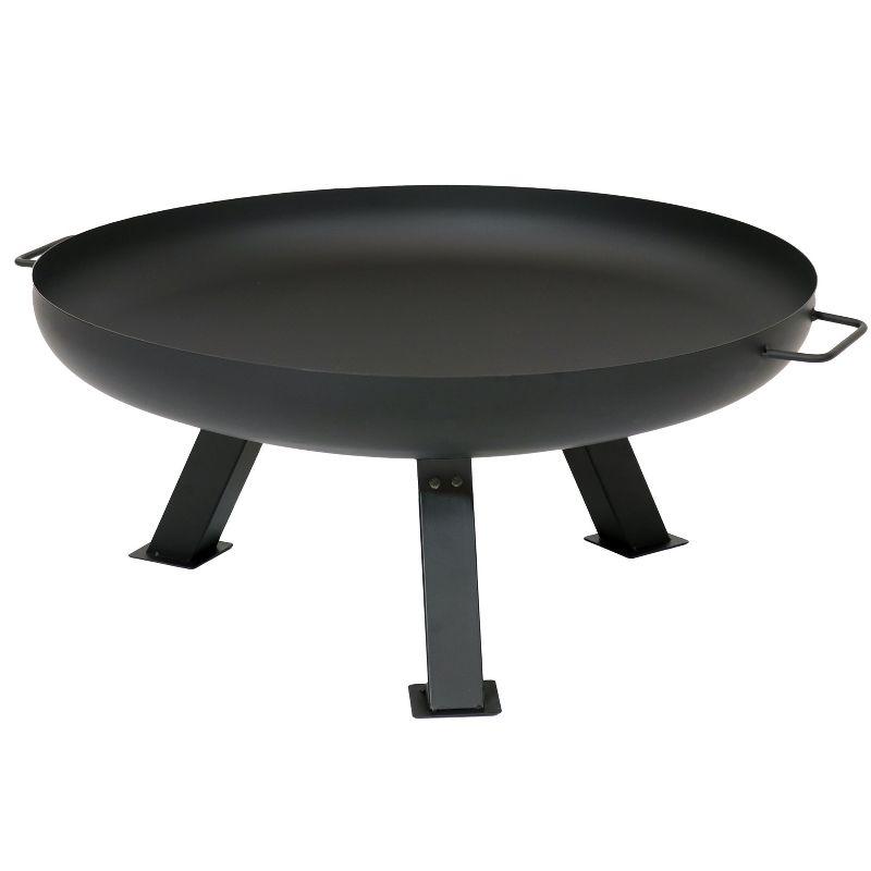 Sunnydaze Rustic Steel Tripod Fire Pit with Protective Cover - 29.25-Inch Round - Black