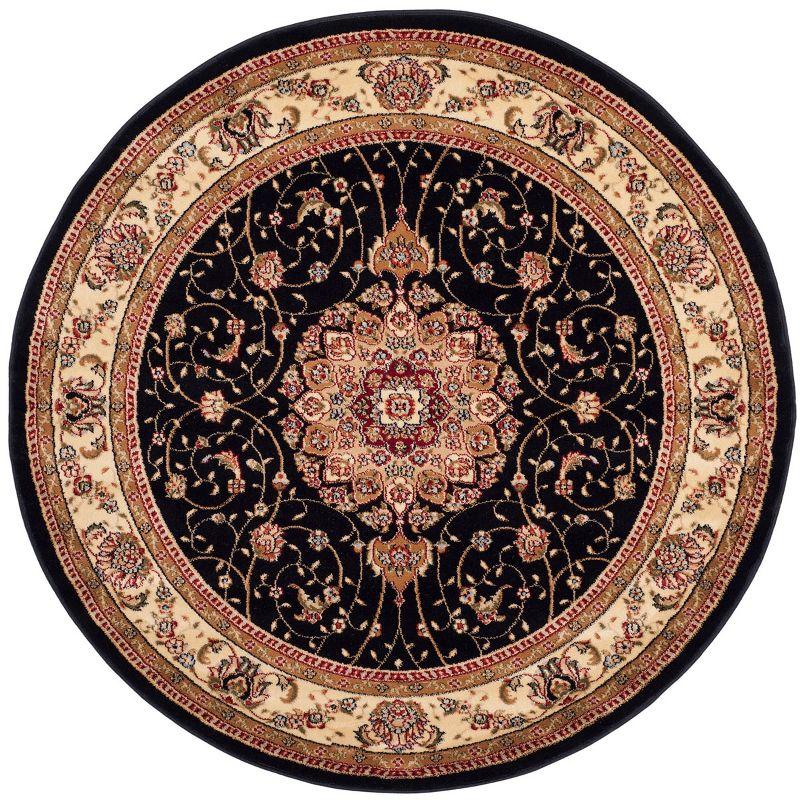 Lyndhurst LNH329 Power Loomed Area Rug - Black/Ivory - 4' Round - Safavieh