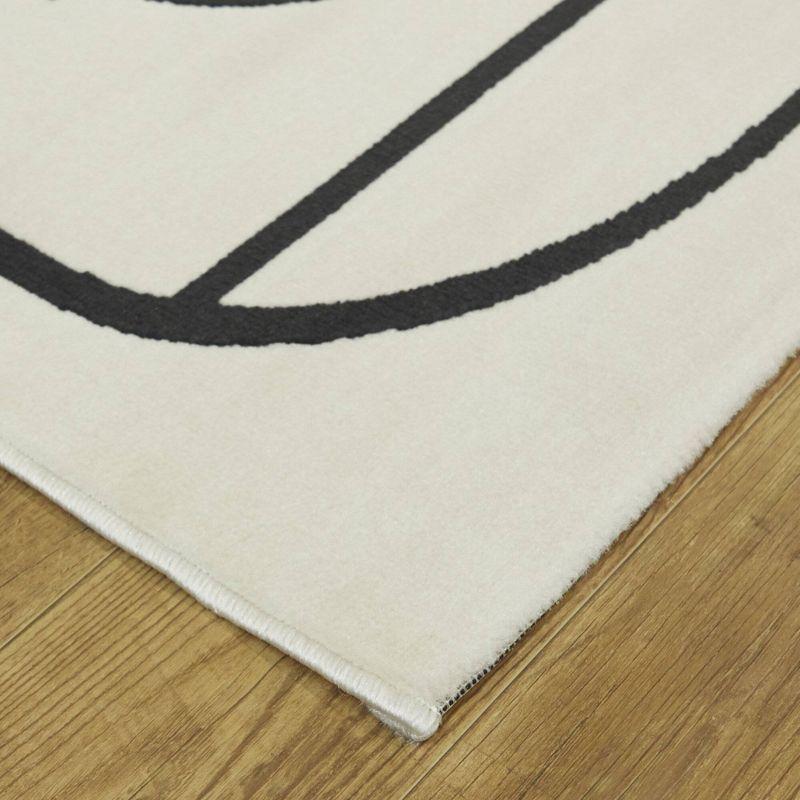 3'11"x5'7" Hockey Time Kids' Rug Cream/Black - Balta Rugs: Kids Area Rug, Hockey Rink Design, Bedroom Decor