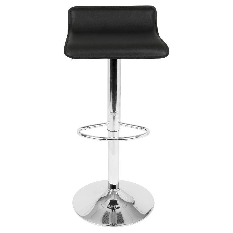 HomeRoots Set of Two Black and Silver Faux Leather and Metal Low Back Adjustable Height Swivel Bar Chairs | Wayfair