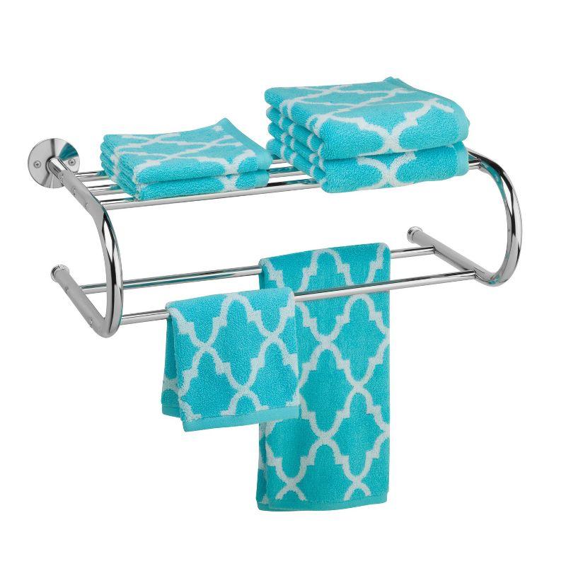 Chrome Wall Mounted Dual Towel Rack with Dual Bars