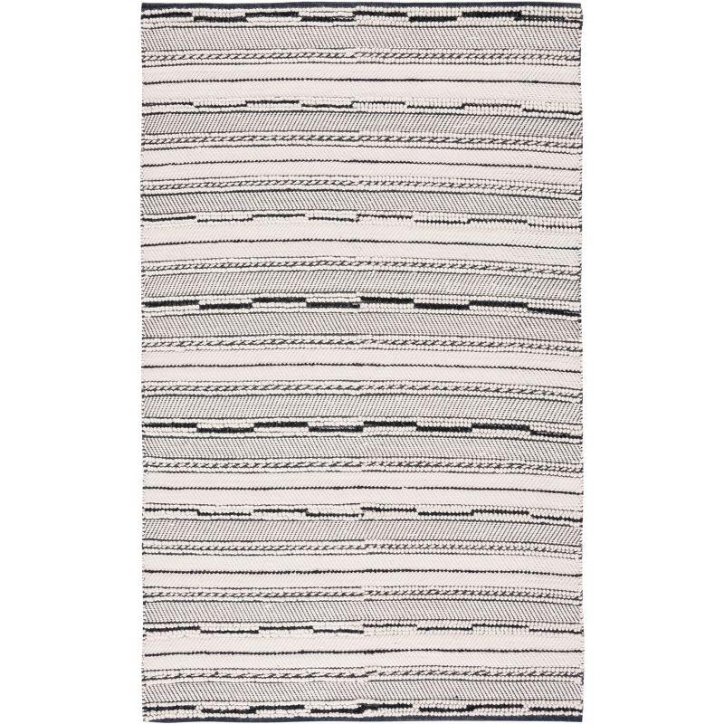 Natura NAT281 Flat Weave Indoor Area Rug - Black/Ivory - 4'x6' - Safavieh