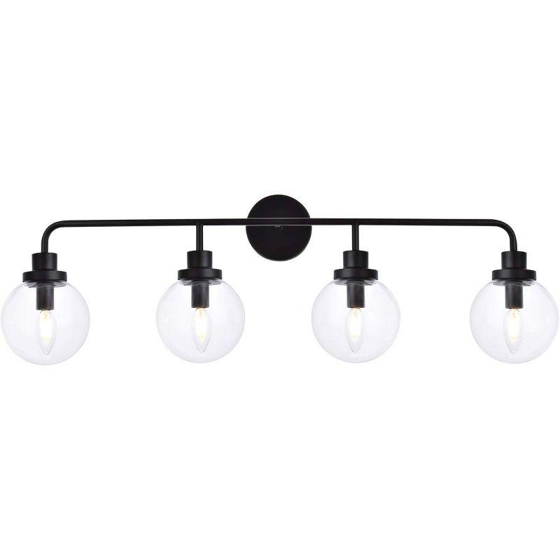 Elegant Lighting Hanson 4 lights bath sconce in black with clear shade