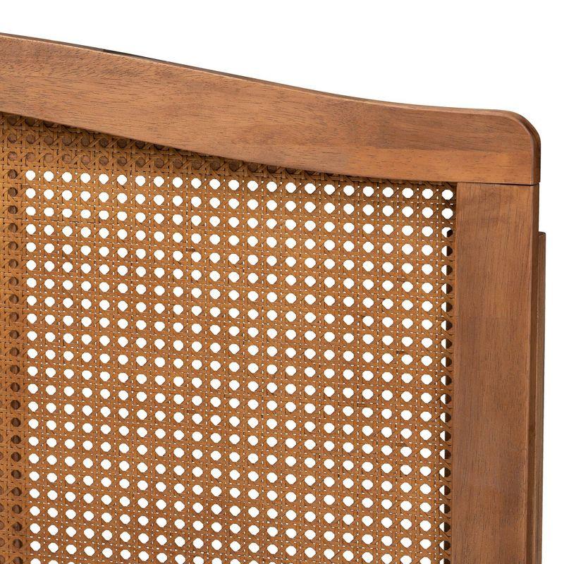 King Marieke Wood Headboard Ash Walnut - Baxton Studio: Mid-Century Synthetic Rattan, Rubberwood Frame