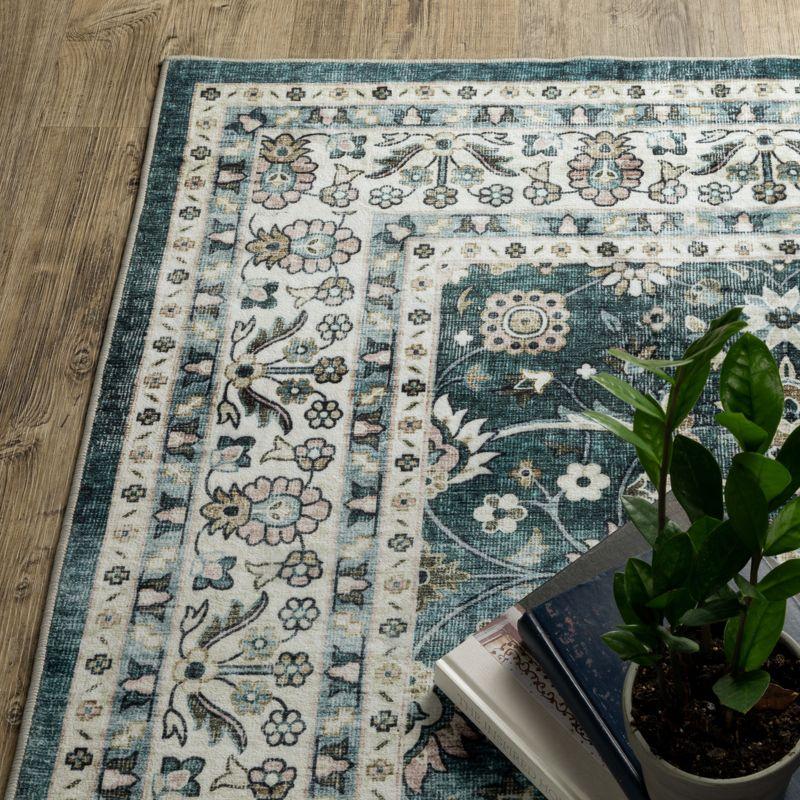 Oriental Weavers Sumter SUM08 Teal/ Ivory Indoor Area Rug - 5' x 7'