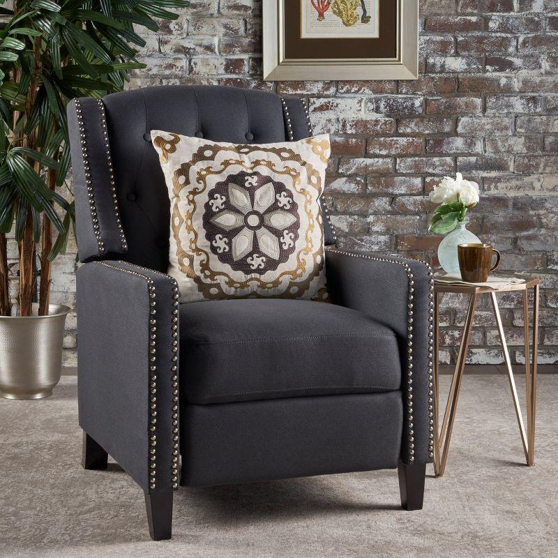 Izidro Tufted Recliner Dark Charcoal - Christopher Knight Home: Upholstered Polyester, Hardwood Frame, Spot Clean