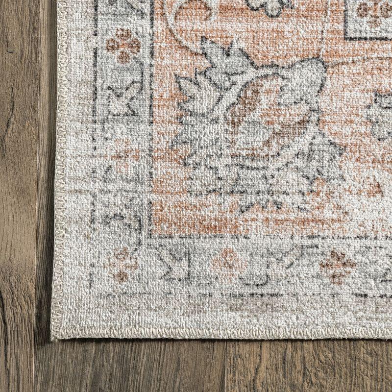 Nuloom Marlena Faded Floral Pet Friendly Machine Washable Area Rug, 8' x 10', Light Orange