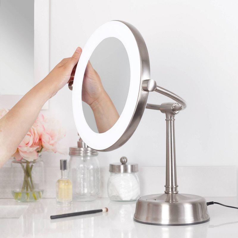 Customizable Sunlight LED Lighted Vanity Mirror - Zadro: 10x Magnifying, Round Shape, Metal & Glass Construction