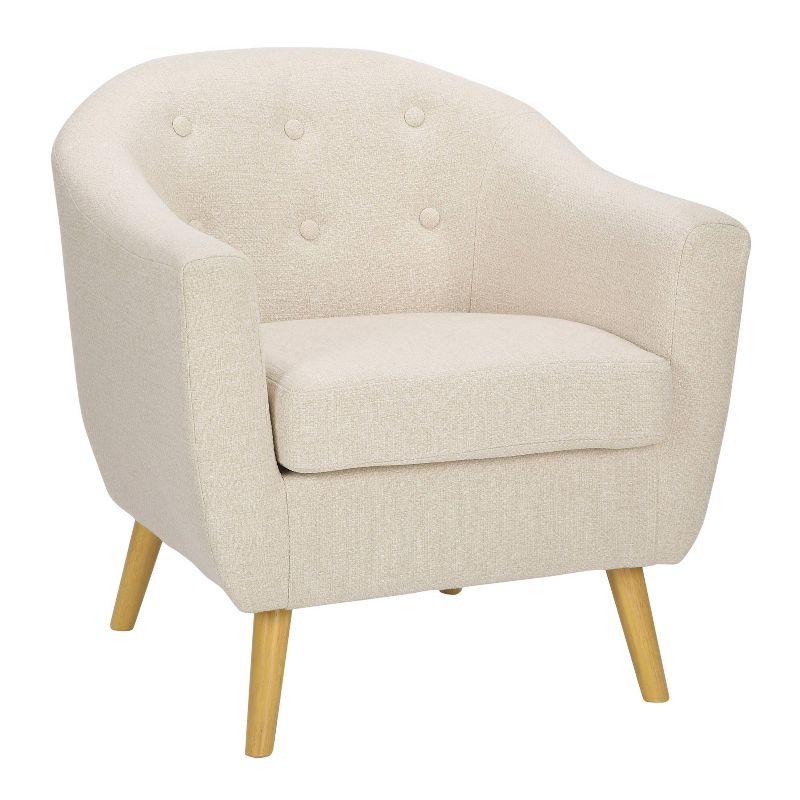 Rockwell Polyester/Wood Accent Chair with Ottoman, Button-Tufted - LumiSource