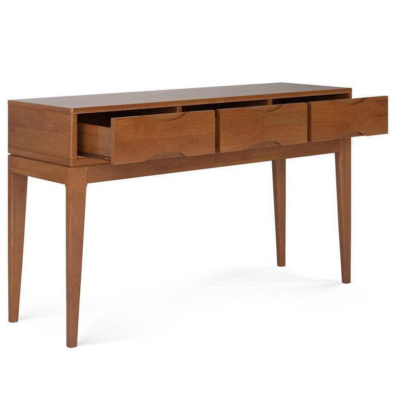 Simpli Home Harper 54"W Solid Hardwood Mid-Century Modern Storage Console Table with Drawers and Tapered Legs
