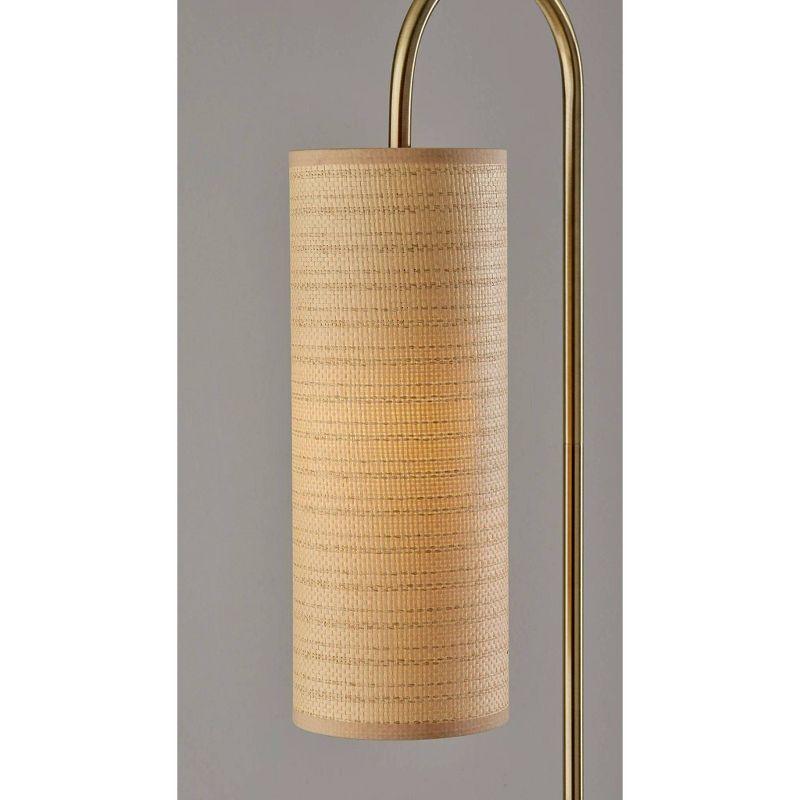 Adesso Mendoza Floor Lamp Brass: Antique Brass Finish, Cylinder Shade, ETL Listed, Metal Body