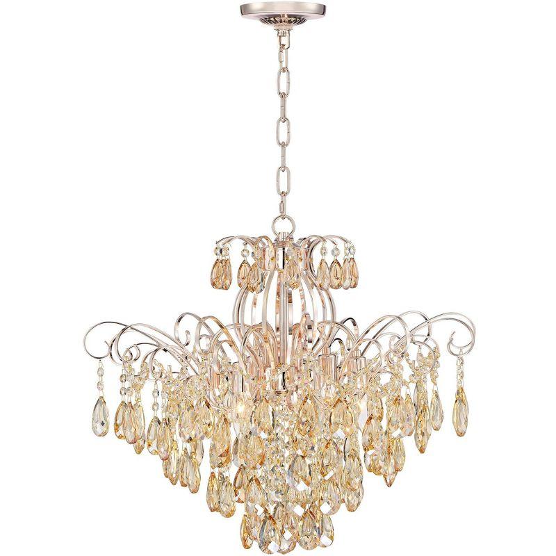 Vienna Full Spectrum Mellie Champagne Gold Chandelier 24" Wide French Crystal 6-Light Fixture for Dining Room House Kitchen Island Entryway Bedroom