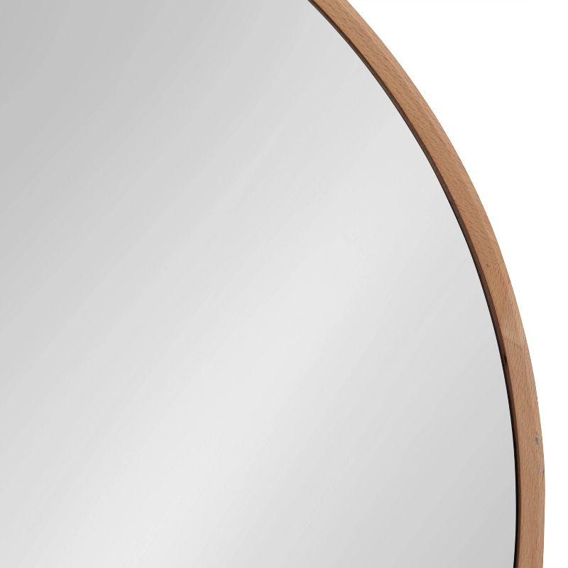 28" x 28" Norlund Framed Round Decorative Wall Mirror Natural - Kate & Laurel All Things Decor: Beechwood, No Assembly