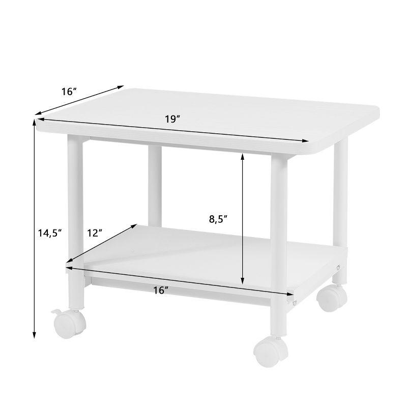 Tangkula 2-Tier Rolling Under Desk Printer Cart with 2 Storage Shelves Printer Stand for home office White
