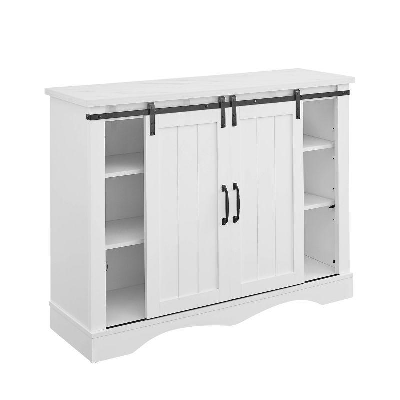 Home Essentials 47" Wine Bar Cabinet White: Farmhouse Style, Glassware Storage, MDF & Rubberwood