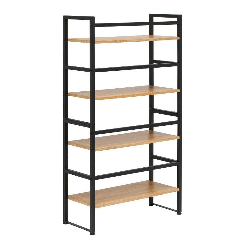 47.5" 4 Shelf or 2 Shelf Stackable Bookshelf Graphite Black/Ashwood - Calico Designs: Modern Metal Frame, Novelty Design