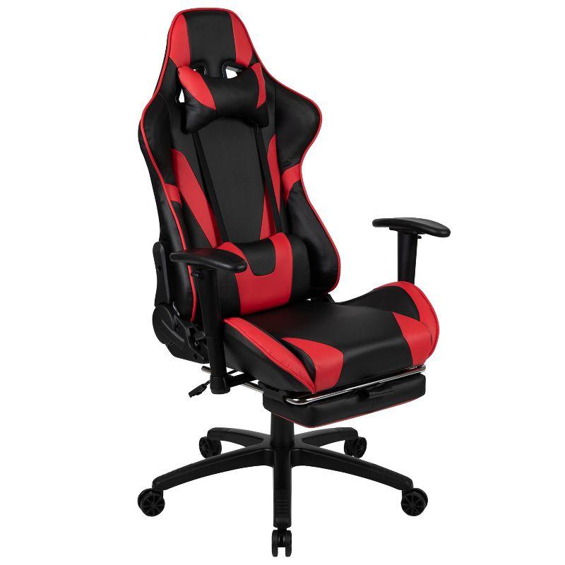 Flash Furniture Gaming Desk and Red Footrest Reclining Gaming Chair Set - Cup Holder/Headphone Hook/Removable Mouse Pad Top/Wire Management