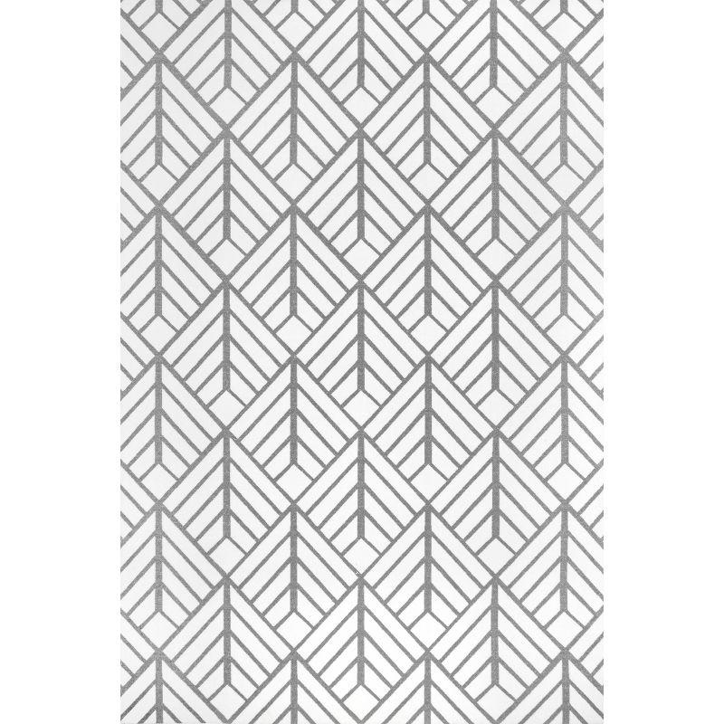 Gray Diamond Washable Reversible Rectangular Synthetic Rug