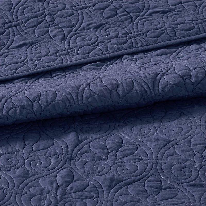 Navy Full Microfiber Reversible Bedspread Set with Cotton Fill