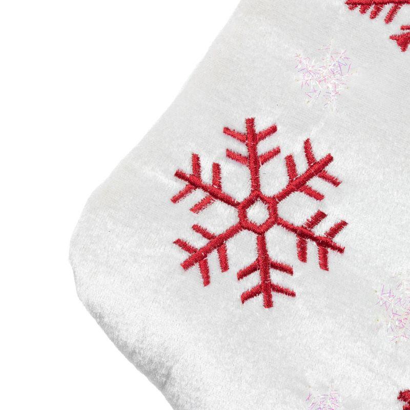 Northlight 19" Red and White Velvet Embroidered Snowflake Christmas Stocking