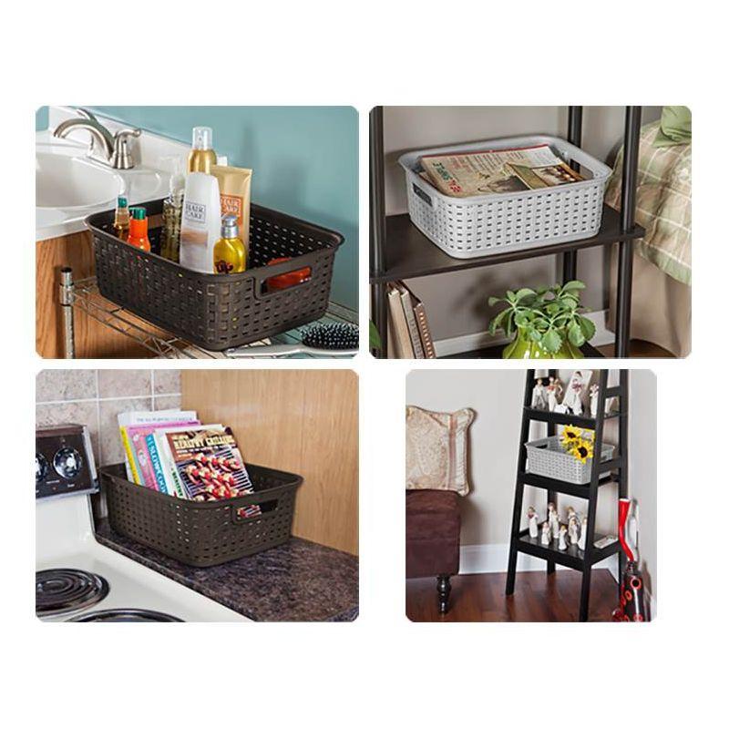 Sterilite Sterilite Short Weave Basket, Decorative Storage Bin, Organize the Closet, Bathroom or Classroom (Set of 6)