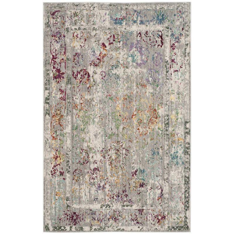 Mystique Gray and Multicolor Abstract 3' x 5' Synthetic Area Rug