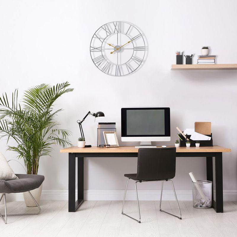 Sorbus Large Wall Clock for Living Room Decor - Roman Numeral Wall Clock for Kitchen - 16 inch Wall Clock Decorative (Silver)