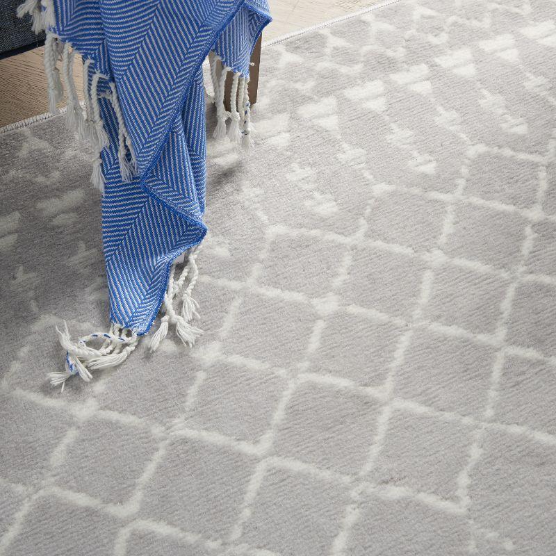 Geometric Gray Synthetic 6' x 9' Easy-Care Area Rug