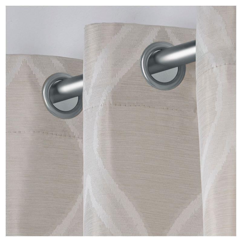 Set of 2 108"x54" Montrose Ogee Geometric Textured Linen Jacquard Grommet Top Window Curtain Panel Linen