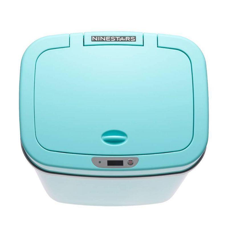 Nine Stars 16L/4.2gal Motion Sensor Oder Control via Removable Inner Flaps Trash Can Turquoise: Slim Indoor Kitchen Pail