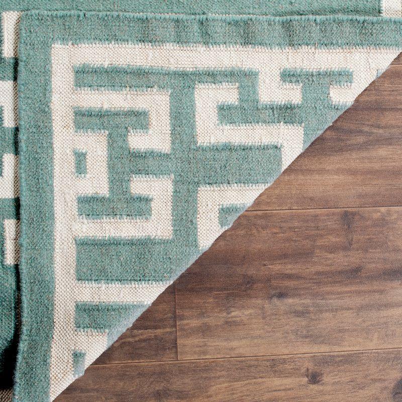 Dhurries DHU621 Hand Woven Flat Weave Indoor Accent Rug - Seafoam/Ivory - 3'x5' - Safavieh