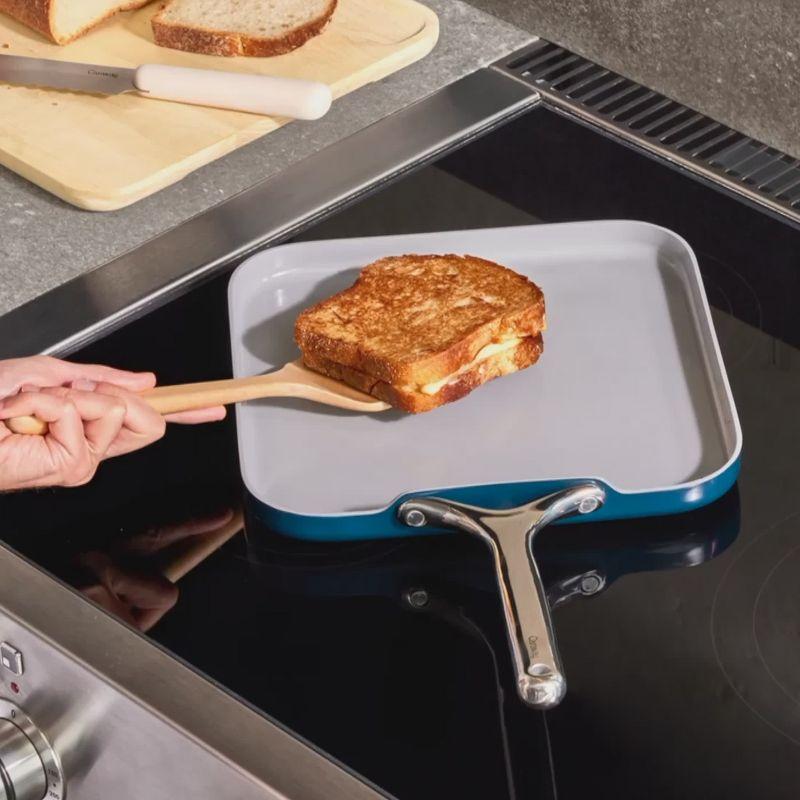 Caraway Home 11.02" Nonstick Square Flat Griddle Fry Pan Sage: Caraway Cookware, Silicone Polyester, Hand Wash