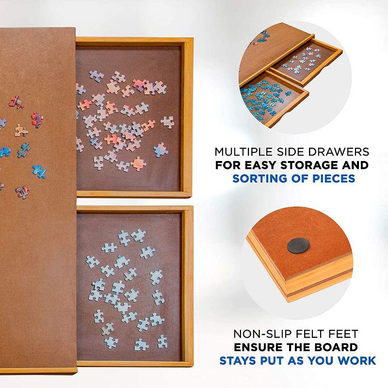 Elegant 27" x 35" Wooden Puzzle Board with 6 Storage Drawers