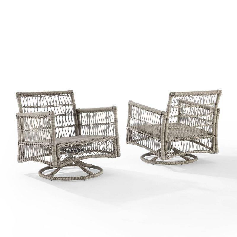 2pk Thatcher Outdoor Steel Swivel Rocking Chairs: Resin Wicker, Weather-Resistant - Crosley