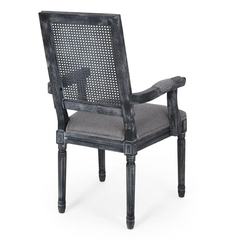 Set of 2 Maria French Country Wood and Cane Upholstered Dining Chairs Gray - Christopher Knight Home