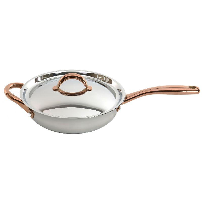 BergHOFF Ouro Gold 11Pc 18/10 Stainless Steel Cookware Set, Rose Gold Handles, Metal Lids