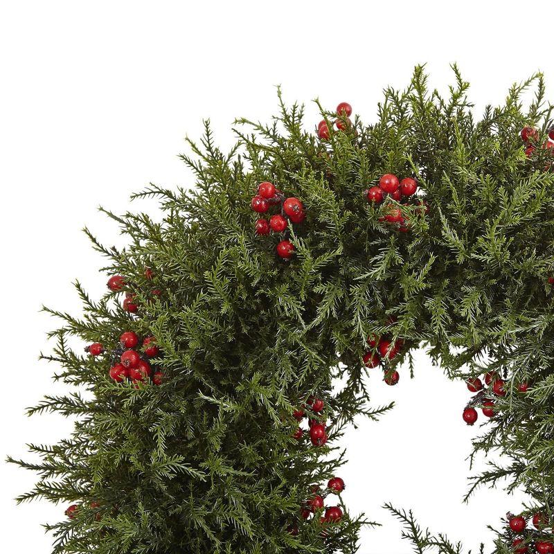 Nearly Natural 20” Cedar Berry Wreath